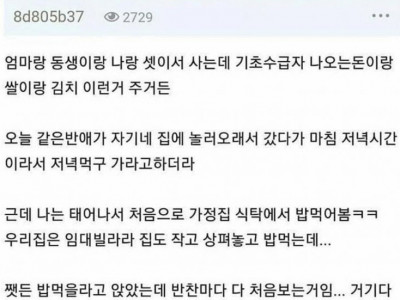 부자 친구집에 놀러간 기초수급자