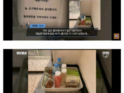 CCTV를 향해 인사하는 택배기사