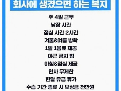 회사에 생겼으면 하는 복지?