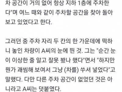 주차장 두 칸 빌런女, 참교육 시켰다가 오히려 고소당했습니다