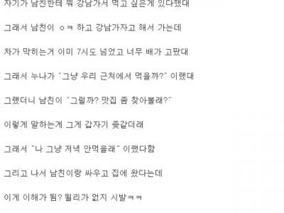 주갤럼 누나가 남친과 싸운 이유