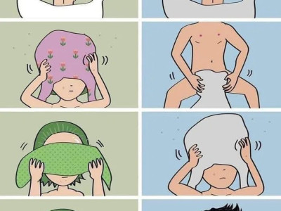 남자와 여자의 수건 사용법의 차이
