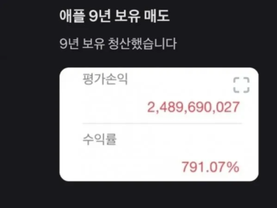 애플 주식을 9년 동안 보유한 사람의 수익 인증
