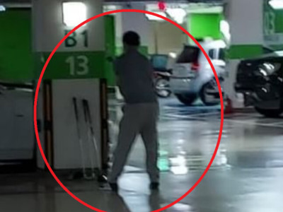 초보 골퍼가 아파트 주차장에서 스윙 연습한다ㅋㅋ