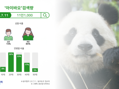 뉴스포미, 조사 결과 11일 아이바오 약 11만 1,000건 검색...1년 중 가장 높은 수치 기록