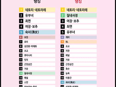남녀별 히토미 인기장르 순위