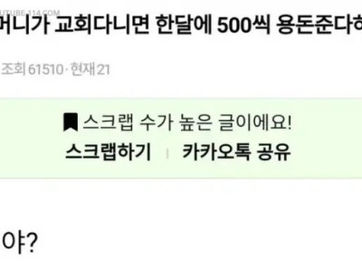 인티] 시어머니가 교회다니라고 월500 주시면.jpg