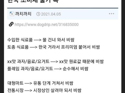 대한민국 미쳐가는 물가
