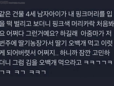 분홍머리 처음본 꼬마.jpg