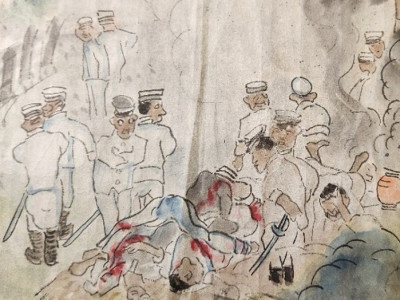 군경보는앞조선인학살장면,14m 두루마리그림에생생