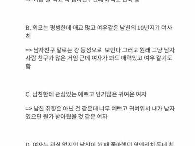 남친한테 젤 위험한 여자는?