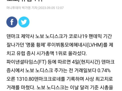 유럽 시총 1위 등극한 당뇨약 개발 회사