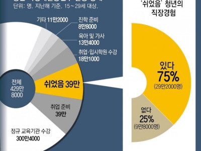 직장 관두고 그냥 쉬는 청년들 비율