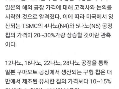 TSMC는 미국 FAB 때문에 차근차근, 그러나 확실히 X되는 중임