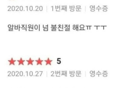 악의없이 별점 1점 준 고객