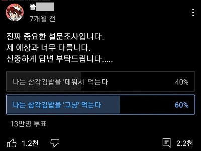 13만명이 투표한 충격의 삼각김밥 논쟁.jpg