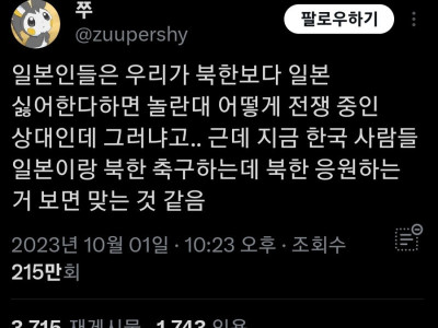 일본vs북한 때 북한 응원하는거 일본인은 이해못한대.jpg