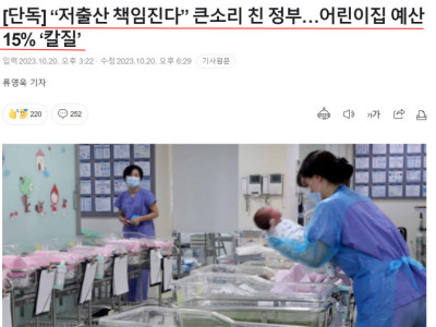 “저출산 책임진다” 큰소리 친 정부…어린이집 예산 15% ‘칼질’