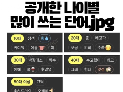 카카오에서 공개한 나이별 카톡 많이 쓰는 단어.jpg