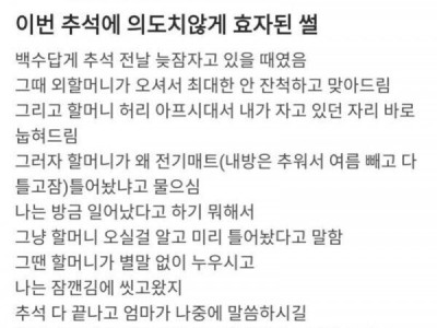 추석에 의도치않게 효자된 썰.jpg
