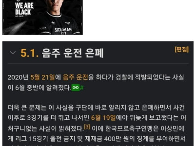실시간 논란중인 음주운전자의 상무 축구단 합격