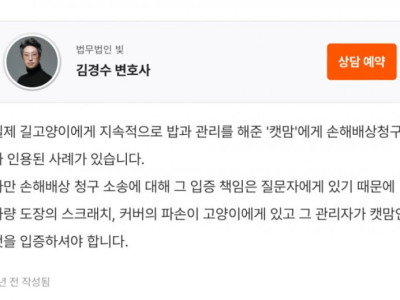캣맘에 의한 차량 피해 시 민사 소송