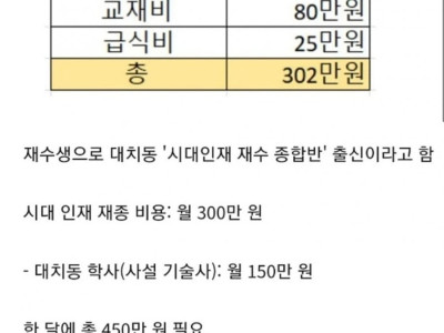 ㄷㅊ동 재수하면 들어가는 비용 ㄷㄷ