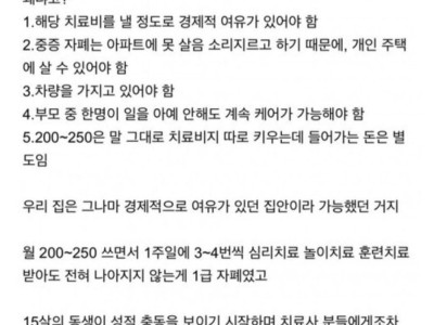 돈 많은집 자폐아 현실