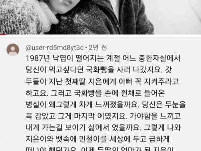 남편을 그리워하는 엄마가 쓴 유튜브 댓글