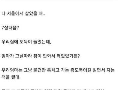 어렸을 때 집에 도둑이 들었을 때 훔쳐간 것