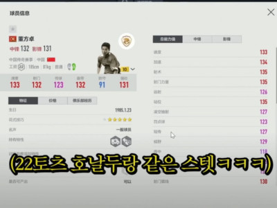중국의 피온4 덩팡저우 스탯