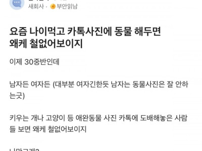 나이먹고 카톡프사에 동물사진하면 철없어보여