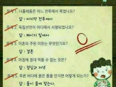 피식 웃게 되는 초등학생 답안지
