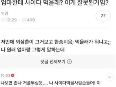 외삼촌이 내가 말하는거 듣고 한숨 쉼