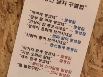 잘생긴 남자 구별법