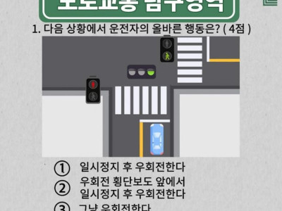 다음 상황에서 운전자의 올바른 행동은?