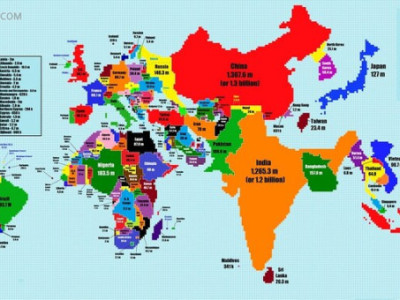 인구를 토대로 확장시킨 전세계 지도.jpg